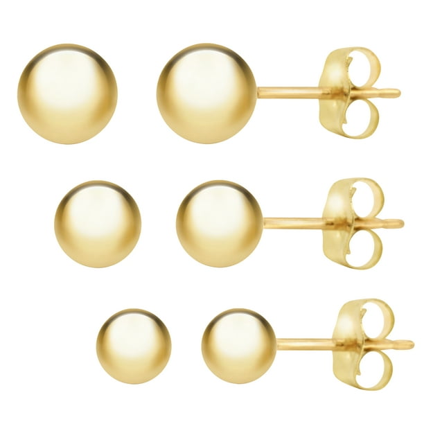 14kt Solid Yellow Gold Stud Earrings Polished Ball Bead Studs 14k 14 kt 14kt Solid Yellow Gold Stud Earrings Polished Ball Bead Studs 14k 14 kt